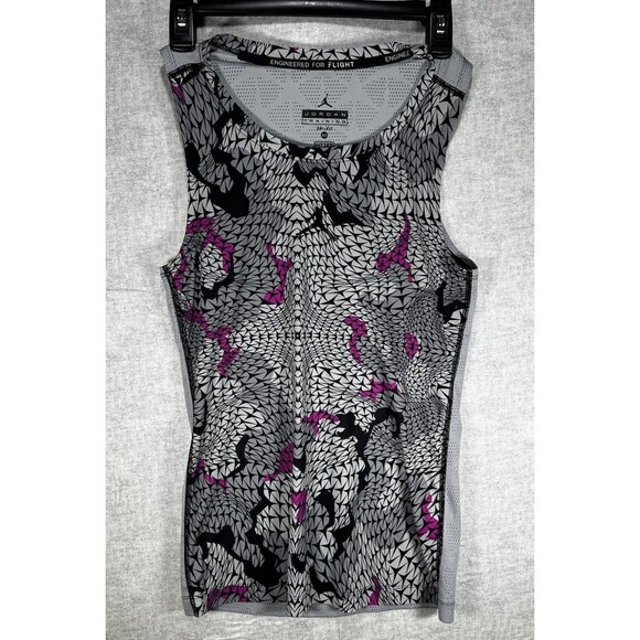 Women’s Jordan Training Tank Top Dri Fit Fitted Sleeveless Shirt Sz XS Gray Pink - Picture 1 of 6